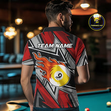 Load image into Gallery viewer, Personalized Men&#39;s Billiard Shirts, Flame 8&amp;9 Ball Custom Red Zig-Zag Billiard Team Jerseys TDM4137