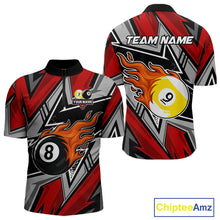 Load image into Gallery viewer, Personalized Men&#39;s Billiard Shirts, Flame 8&amp;9 Ball Custom Red Zig-Zag Billiard Team Jerseys TDM4137