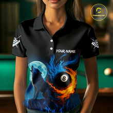 Load image into Gallery viewer, Personalized Flaming 8 Ball Pool Wolf Billiard Shirts For Women Custom Team League Billiard Jerseys TDM4146