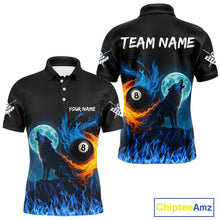Load image into Gallery viewer, Personalized Flaming 8 Ball Pool Wolf Billiard Shirts For Men Custom Team League Billiard Jerseys TDM4146