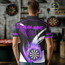 Load image into Gallery viewer, Personalized Purple Flame Dartboard Custom Darts Shirt For Men, Darts Jerseys Team Polo &amp; 1/4 Zip TDM4404