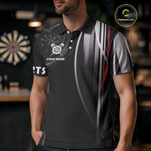 Load image into Gallery viewer, Funny Dartboard Fire Flame Black Darts Shirt For Men Custom Darts League Jersey Polo &amp; 1/4 Zip TDM4410