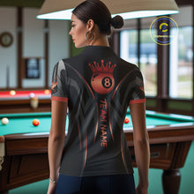 Load image into Gallery viewer, Black And Red 8 Ball Crown Tribal Billiard Shirt For Women Custom Pool Team Jersey Polo &amp; 1/4 Zip TDM4416