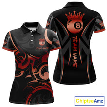 Load image into Gallery viewer, Black And Red 8 Ball Crown Tribal Billiard Shirt For Women Custom Pool Team Jersey Polo &amp; 1/4 Zip TDM4416