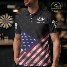 Load image into Gallery viewer, Personalized American Flag Dartboard Wings Darts Shirt For Men, Patriotic Darts Team Jerseys TDM4434