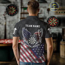 Load image into Gallery viewer, Personalized American Flag Dartboard Wings Darts Shirt For Men, Patriotic Darts Team Jerseys TDM4434