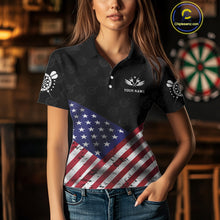 Load image into Gallery viewer, Personalized American Flag Dartboard Wings Darts Shirt For Women, Patriotic Darts Team Jerseys TDM4434