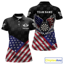 Load image into Gallery viewer, Personalized American Flag Dartboard Wings Darts Shirt For Women, Patriotic Darts Team Jerseys TDM4434