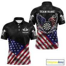 Load image into Gallery viewer, Personalized American Flag Dartboard Wings Darts Shirt For Men, Patriotic Darts Team Jerseys TDM4434