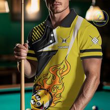 Load image into Gallery viewer, Personalized Yellow Black Funny 9 Ball Flame Billiard Shirt For Men Custom 9 Ball Pool Team Jersey TDM4455