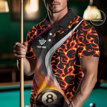 Load image into Gallery viewer, Personalized Flame Orange 8 Ball Pool Billiard Shirt For Men Custom Billiard Team Jerseys TDM4470
