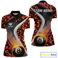 Load image into Gallery viewer, Personalized Flame Orange 8 Ball Pool Billiard Shirt For Women Custom Billiard Team Jerseys TDM4470