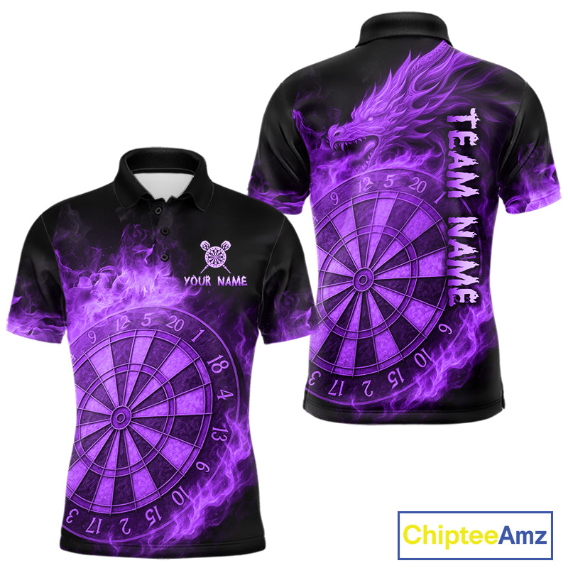 Personalized 3D Purple Dartboard Dragon Flame Dart Shirts For Men Custom Darts Team Jerseys TDM4312