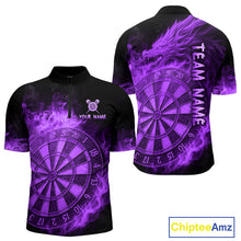 Load image into Gallery viewer, Personalized 3D Purple Dartboard Dragon Flame Dart Shirts For Men Custom Darts Team Jerseys TDM4312