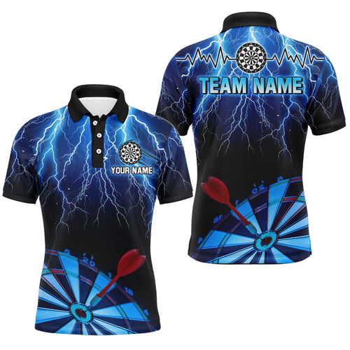 Personalized Blue Dartboard Thunder Lightning 3D Men Darts Shirts Custom League Darts Team Shirts TDM1995