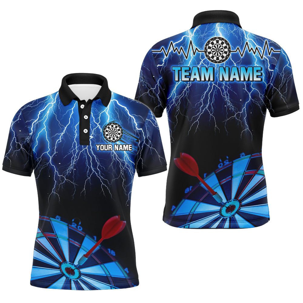 Personalized Blue Dartboard Thunder Lightning 3D Men Darts Shirts Custom League Darts Team Shirts TDM1995