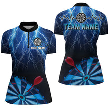 Load image into Gallery viewer, Personalized Blue Dartboard Thunder Lightning 3D Women Darts Shirts Custom League Darts Team Shirts TDM1995