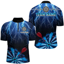 Load image into Gallery viewer, Personalized Blue Dartboard Thunder Lightning 3D Men Darts Shirts Custom League Darts Team Shirts TDM1995