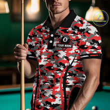 Load image into Gallery viewer, Custom Red Camouflage 8 Ball Pool Billiard Shirt For Men, Billiard Jersey Outfit, Pool Team Shirt TDM4204
