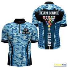 Load image into Gallery viewer, Custom Blue Camouflage 8 Ball Pool Billiard Shirt For Men, Billiard Jersey Outfit, Pool Team Shirt TDM4205
