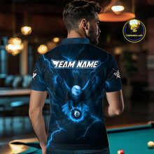 Load image into Gallery viewer, Personalized Eagle Thunder Lightning Blue Billiard Shirt For Men Custom 8 Ball Pool Team Jerseys TDM4381