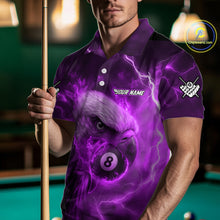 Load image into Gallery viewer, Personalized Eagle Thunder Lightning Purple Billiard Shirt For Men Custom 8 Ball Pool Team Jersey TDM4382