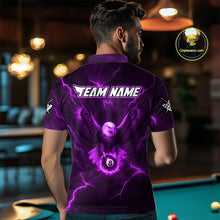 Load image into Gallery viewer, Personalized Eagle Thunder Lightning Purple Billiard Shirt For Men Custom 8 Ball Pool Team Jersey TDM4382