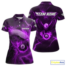 Load image into Gallery viewer, Personalized Eagle Thunder Lightning Purple Billiard Shirt For Women Custom 8 Ball Pool Team Jersey TDM4382