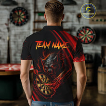 Load image into Gallery viewer, Personalized Red Thunder Lightning Wolf Darts Shirt For Men Custom Dart Team Jersey Polo &amp; 1/4 Zip TDM4383