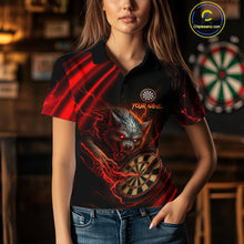 Load image into Gallery viewer, Personalized Red Thunder Lightning Wolf Darts Shirt For Women Custom Dart Team Jersey Polo &amp; 1/4 Zip TDM4383