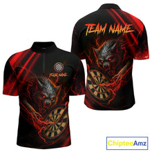 Load image into Gallery viewer, Personalized Red Thunder Lightning Wolf Darts Shirt For Men Custom Dart Team Jersey Polo &amp; 1/4 Zip TDM4383
