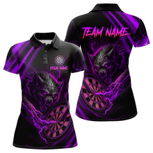 Load image into Gallery viewer, Personalized Purple Thunder Lightning Wolf Darts Shirt For Women, Darts Team Jersey Polo &amp; 1/4 Zip TDM4384