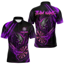 Load image into Gallery viewer, Personalized Purple Thunder Lightning Wolf Darts Shirt For Men, Darts Team Jersey Polo &amp; 1/4 Zip TDM4384