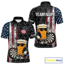 Load image into Gallery viewer, Vintage Grunge American Flag Funny Beer Darts Shirt For Men Custom Patriotic Darts Team Jerseys TDM4616