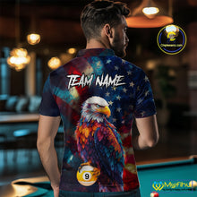 Load image into Gallery viewer, Custom Colorful Eagle 8 Ball &amp; 9 Ball Billiard Shirt For Men, Patriotic US Flag Pool Team Jersey TDM4238