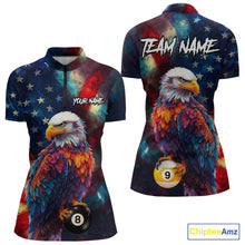 Load image into Gallery viewer, Custom Colorful Eagle 8 Ball &amp; 9 Ball Billiard Shirt For Women, Patriotic US Flag Pool Team Jersey TDM4238