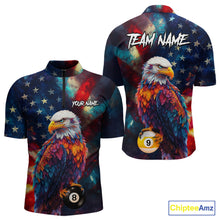 Load image into Gallery viewer, Custom Colorful Eagle 8 Ball &amp; 9 Ball Billiard Shirt For Men, Patriotic US Flag Pool Team Jersey TDM4238