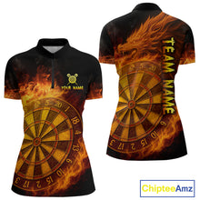Load image into Gallery viewer, Personalized 3D Orange Dartboard Dragon Flame Dart Shirts For Women Custom Darts Team Jerseys TDM4069