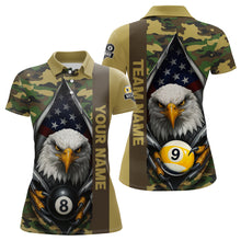 Load image into Gallery viewer, Green Camo American Flag Eagle 8 Ball &amp; 9 Ball Pool Jersey For Women Custom Billiard Team Shirt TDM4659