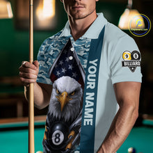 Load image into Gallery viewer, Blue Camo American Flag Eagle 8 Ball &amp; 9 Ball Pool Jersey For Men Custom Billiard Team Shirt TDM4660