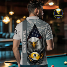 Load image into Gallery viewer, Grey Camo American Flag Eagle 8 Ball &amp; 9 Ball Pool Jersey For Men Custom Billiard Team Shirt TDM4661