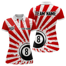 Load image into Gallery viewer, Funny Grunge Billiard 8 Ball Women Polo &amp; Quarter-Zip Shirts Custom Red 8 Ball Pool Jerseys Attire TDM1879