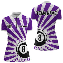 Load image into Gallery viewer, Funny Grunge Billiard 8 Ball Women Polo &amp; Quarter-Zip Shirts Custom Purple 8 Ball Pool Jerseys Attire TDM1880