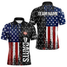 Load image into Gallery viewer, Grunge American Flag Custom Darts Shirt For Men, Darts Jersey Pocket Option TDM3798