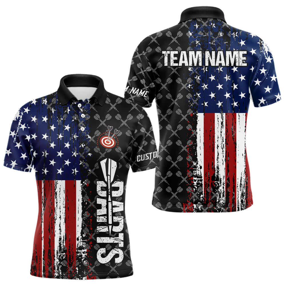 Grunge American Flag Custom Darts Shirt For Men, Darts Jersey Pocket Option TDM3798