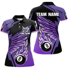 Load image into Gallery viewer, Personalized Billiard Purple Cool Wing Women Polo &amp; Quarter-Zip Shirts, 8 Ball Pool Jersey Shirts TDM1722