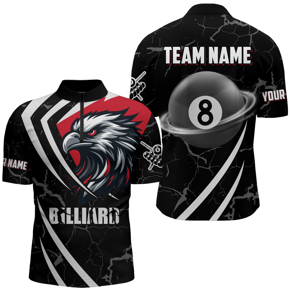 Personalized 8 Ball Pool Eagle Men Billiard Shirts Custom Red And Black Team League Billiard Jersey TDM1937