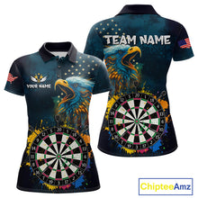 Load image into Gallery viewer, Funny Colorful Dartboard Eagle Darts Shirt For Women Custom Navy Blue US Flag Darts Team Jersey TDM4292