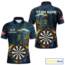 Load image into Gallery viewer, Funny Colorful Dartboard Eagle Darts Shirt For Men Custom Navy Blue US Flag Darts Team Jersey TDM4292