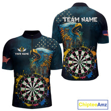 Load image into Gallery viewer, Funny Colorful Dartboard Eagle Darts Shirt For Men Custom Navy Blue US Flag Darts Team Jersey TDM4292